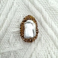 Pendente con perla barocca bianca e strass champagne placcato oro 18 carati - Perla Artificiale Irregolare Placcata Oro 6mm (NB18-10)