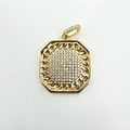 Ciondolo bussola ottagonale placcato oro 18k con zirconi per creazione gioielli - 2.3cm Placcato Oro (NB21-7)