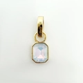 Ciondolo rettangolare in rame placcato oro 18k con cristallo iridescente taglio smeraldo - Blu Placcato Oro 1.0cm (NS02-6)