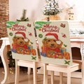Detailed close-up of Christmas dog chair covers featuring festive Merry Christmas prints - Christmas Style (TYTDR109-4)