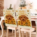 Detail of Hello Sunshine linen chair covers with golden retriever and sunflower pattern - Summer Sunflower Style (TYTDR109-3)