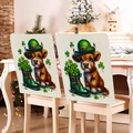 Dettaglio dei coprisedia di San Patrizio con mucca highland e trama in lino naturale - Stile Mucca delle Highlands con Stivali Verde Scuro (TYTDR117-8)