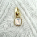 Pendente quadrato in pietra di luna iridescente con base placcata oro 18k per gioielli - Bianco Placcato Oro 1.0cm (NS02-7)