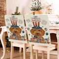 Detail van linnen stoelhoezen met God Bless America hondendruk voor feestelijk decor - USA Patriottische Stijl (TYTDR109-5)