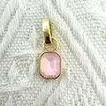 Ciondolo in cristallo rosa taglio smeraldo con montatura in rame placcato oro 18k - Rosa Placcato Oro 1.0cm (NS02-8)