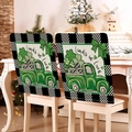 St. Patrick's Day Stuhlhussen mit grünem Kleeblatt-LKW und Buffalo-Karo-Muster Dekor - 49*58cm / Vintage LKW Kleeblatt-Stil (TYTDR124-2)