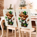 Set di 2 coprisedie per San Patrizio con mucca scozzese e motivi di trifoglio verde - Stile Mucca delle Highlands in Tenuta Festiva (TYTDR117-15)
