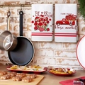 Valentine's Day kitchen towels with red heart and rose basket prints in rustic style - 40*60cm / MJBT152-5