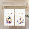 Toallas de cocina de microfibra con luna dorada y flores sobre un soporte dorado - 40*60cm / MJBT154-1