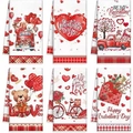 Set van 6 microvezel keukendoeken voor Valentijnsdag met vintage truck en ruitjes - 40*60cm / MJBT152-1