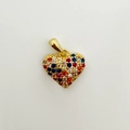 Schicker vergoldeter Herzanhänger mit bunten Zirkonia-Inlays für DIY-Schmuckstücke - Bunter Zirkonia Pave-Stil (NAG08-5)