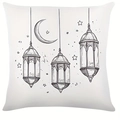 Minimalist square throw pillow cover featuring celestial moon and stars line art decor - 45*45cm Short Plush Single Sided Without Core / CDR429-3