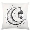 Minimalist moon and star throw pillow cover with vintage lantern design on white fabric - 45*45cm Short Plush Single Sided Without Core / CDR429-1