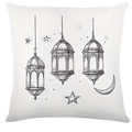 Minimalist moon and star throw pillow cover with traditional hanging lanterns pattern - 45*45cm Short Plush Single Sided Without Core / CDR429-2