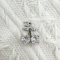 Silver cherry pendant with micro-paved zircons and sparkling crystals on white fabric - 1.5*1.2cm Cherry Style (NAC10-5)