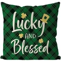 St. Patrick's Day green plaid lucky clover pillow cover for home sofa decor - 45*45cm Short Plush Single Sided Without Core / CDR434-4