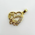 Herzanhänger Gold Mama mit Kristallschmetterling und Steinen für die Schmuckherstellung - Mama Schmetterling Herz (NV09-8)