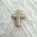Kreuzanhänger mit Goldbeschichtung und funkelnden Zirkoniasteinen für DIY-Ketten - 2.5*2.1cm Kreuz Stil (NAD12-5)