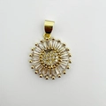 Goldener Herzanhänger mit Sonnenstrahl-Design und bunten Zirkoniasteinen besetzt - Kreis Sonnenblumenherz (NV07-4)