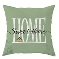 Salbeigrüner dekorativer Kissenbezug mit weißem Home Sweet Home Schriftzug Design - Home Sweet Home Stil (CDR447-2)