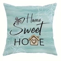 Vintage kussenhoes met Home Sweet Home print op lichtgroene houtnerf achtergrondpatroon - 45x45 Kort Pluche Enkelzijdig Zonder Kern / Home Sweet Home Stijl (CDR451-3)