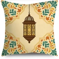 Quadratischer Ramadan Kissenbezug mit Vintage Laterne und floralen Mustern - Laterne Muster (CDR452-3) / Kurzplüsch Einseitig Ohne Kern