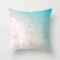 Detail of peach skin pillowcase with a colorful realistic beach surfing landscape print - Beach Surfing Photography Style (DRD18-6)
