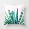 Detailed close-up of a square peach skin pillowcase with green agave plant print - Realistic Style Agave Pattern (DRD7-1)