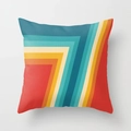 Detalle de patrón geométrico retro en funda de almohada cuadrada de poliéster suave - Rayas Geométricas Multicolor Retro (DRD17-1)