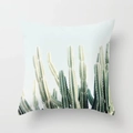 Detailed texture of peach skin cushion cover featuring fresh green cactus print - Real Shot Cactus Pattern (DRD7-5)