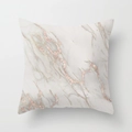 Detailed close-up of white marble pattern pillowcase with rose gold metallic crack texture - Rose Gold Cracked Marble Style (DRD13-10)