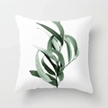 Tropical eucalyptus leaf printed white polyester throw pillow cover for home and office decor - Eucalyptus Style (DRD9-2) / 18x18 Inch