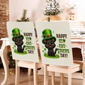 St. Patrick's Day chair cover with cartoon black cat and Happy St. Cat-Tricks Day text - Black Cat in Green Hat Pattern (TYTDR119-5)