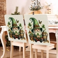 Fundas de silla de San Patricio con diseño de gnomo en tela de lino pack de dos - Estilo Gnomo con Barril de Cerveza