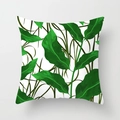 Tropical rainforest leaf print throw pillow cover with green foliage on white fabric - 18x18 Inch / Tropical Leaf Pattern 1 (DRD95-1)