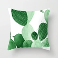 Detailed view of square pillowcase featuring watercolor green cactus pattern on soft fabric - 18x18 Inch / Fresh Cactus Mix (DRD22-11)