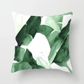 Detailed macro view of tropical banana leaf print on white peach skin fabric pillow cover - 18x18 Inch / Banana Leaf Close-up (DRD22-10)