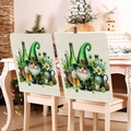 Set of 2 St. Patrick's Day chair covers with green gnome and clover patterns - Gnome with Beer Bottle Style
