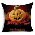 Dettaglio della fodera in lino con zucca di Halloween e spruzzi di inchiostro rosso vivo - Stile Lanterna di Zucca Sfumata Rosso Scuro (YMDW3-1)