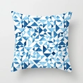 Modern square pillow with blue watercolor geometric triangle print for home decor - 45x45cm / Blue Gradient Triangles (DRD29-6)