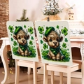 Housses de chaise vache Highland de la Saint-Patrick avec motif trèfle vert lot de 2 - Style Vache des Highlands avec Écharpe à Carreaux (TYTDR117-3)