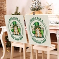 St. Patrick's Day chair covers with Irish cat and beer print on linen fabric - Orange Cat Irish I Had A Beer Style (TYTDR119-18)