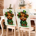 Set di 2 coprisedia di San Patrizio con mucca delle Highland e decoro di trifogli - Stile Mucca delle Highlands in Abito Plaid (TYTDR117-5)