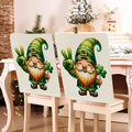 St. Patrick's Day chair cover featuring a cute leprechaun and green shamrocks design - Gnome Making Peace Sign Style