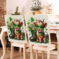 Coppia di coprisedie San Patrizio con mucca delle Highland e decorazioni verdi - Stile Mucca delle Highlands con Stivali Plaid e Margherite (TYTDR117-12)