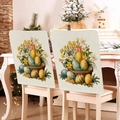 Easter chair cover featuring colorful egg basket print on textured fabric for home decor - Egg Basket Illustration Style (TYTDR114-5)