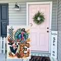 Garden flag with LOVE turkey design on burlap texture for festive yard decoration - Thanksgiving Turkey LOVE (HYQT51-13)