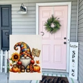 Garden flag featuring gnome and sunflower with Hello Fall text for autumn garden decor - Autumn Gnome (HYQT51-18)
