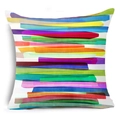Nordic geometric colorful stripe square pillow case with artistic abstract design - Colorful Hand-painted Stripes (DRD40-7)