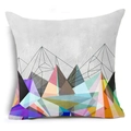Close-up of geometric mountain pattern on a modern polyester square cushion cover - Colorful Geometric Mountains (DRD40-8)